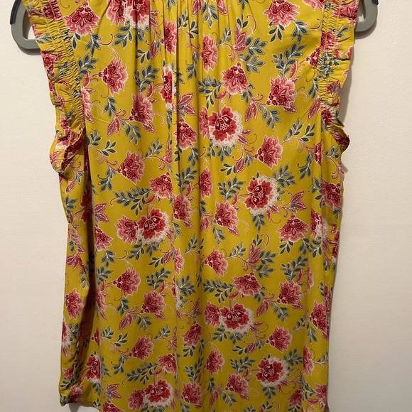 LOFT Eyelet Ruffle Button Neck Top XS - Picture 4 of 4